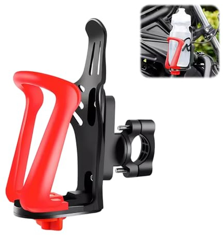 Flaschenhalter Fahrrad, Getränkehalter Motorrad - Trinkflaschenhalter für Rahmen und Lenker, Einstellbare Flaschengröße, für Fahrrad Mountainbikes Rennrad Motorrad Kinderwagen (Rot)