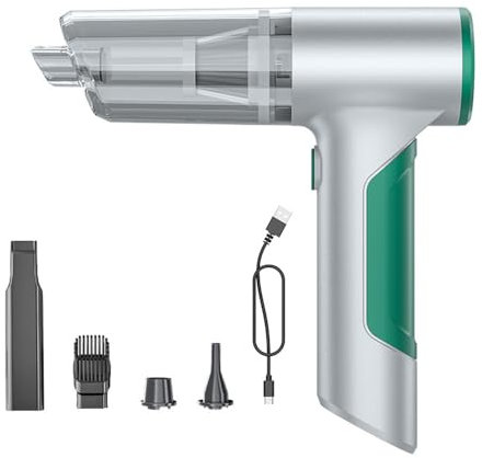 Versione migliorata Mini aspirapolvere Portatile con Motore brushless, soffiatore e Pompa 3 in 1, 15000pa Portatile Ricaricabile per Auto Senza Fili per Auto