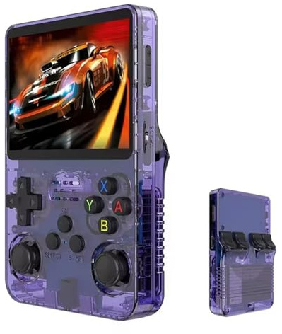 R35s Console di gioco palmare in stile retrò con 20000+ giochi, Console di videogame IPS da 3,5 pollici con batteria 3500mAh, simulatori Arcade portatili portatili per giochi Arcade 45, viola (128g)