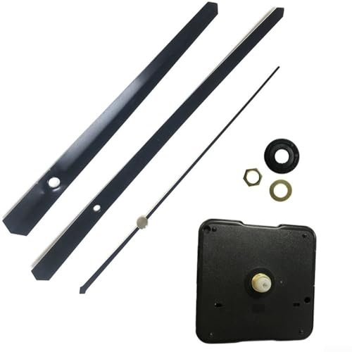 Yuanpgky Mecanismo de movimiento de cuarzo de repuesto para relojes de pared grandes de 35 a 40 cm con eje I de alto par y juego de manecillas (negro)