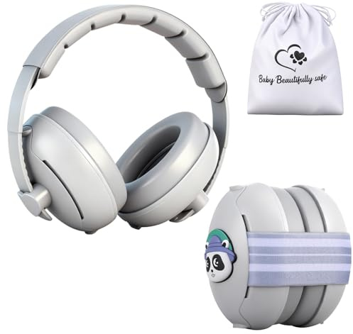 Zocipro Casque Anti Bruit pour Bébé 2 en 1, Réglable 0-48 Mois | Protection Auditive contre le Bruit pour Sommeil, Concert, Sport, Voyage en Avion - Jaune Clair