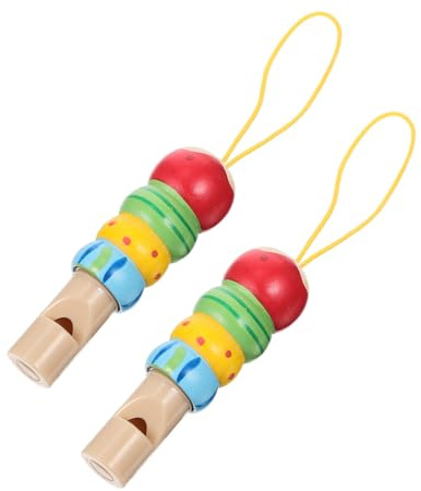 ELAYARD Silbatos de Madera para Niños Pequeños, Instrumento Musical Educativo de 2 Piezas, Tamaño Pequeño, Diseño de Animal (oruga), Juguete Musical Seguro para Bebés, Adecuado