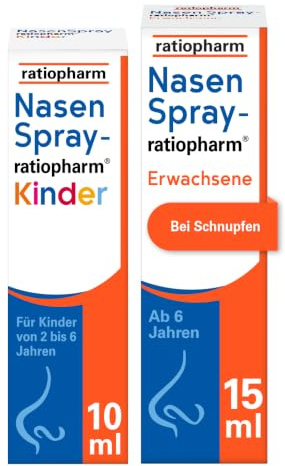 NasenSpray-ratiopharm® Kinder und Erwachsene, Familienset, 1x15 ml, 1x10 ml | Schnell wieder befreit durchatmen. Wirkt abschwellend – bei Erwachsenen und Kindern