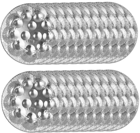 Assiette à escargots jetable en aluminium, 20 pièces, ronde, 12 compartiments, antidérapante, plat de cuisson de 6.7 pouces, assiettes cuisine