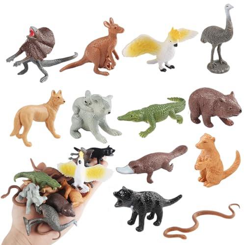 AZIDWERYQ 12 Stück Tierfiguren für Kleinkinder, realistisches kognitives Tierspielzeug, Simulation australischer Figuren, Desktop-Dekoration, Lernspielzeug für Kinder, Jungen, Spielzeugtiere