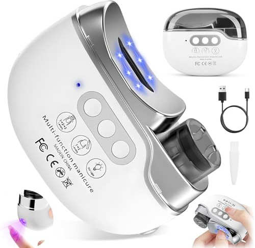 Elektrischer Nagelknipser, 3 in1 Automatischer Nagelschleifer mit Sichere Trimmen & Polierfunktion, Behälter & LED-Licht, Nagelfeile für Hände und Füße, Elektrische Nagelknipser für Baby