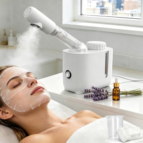 Face Steamer,Nano Ionic Facial Steamer with 360° Rotating Arm & Aromatherapy Design, Portable Face Steamer for Deep Cleansing, Hydrating & Moisturizing, Personal Home Sauna Spa Skin Care Tool