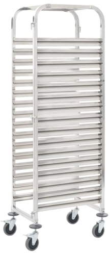 Solivagant Chariot de Cuisine pour 16 Plateaux 38x55x163 cm INOX,(18.25 KG)