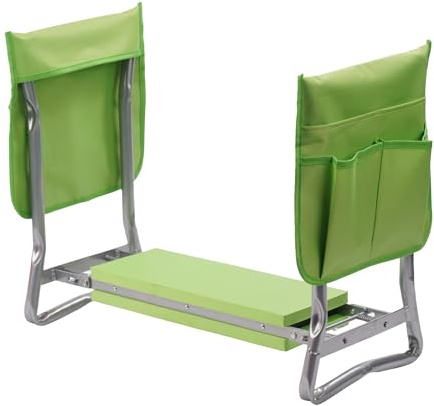 Relaxdays Panca Pieghevole Imbottita 2-in-1 con Tasca, capacità 150 kg, Verde Chiaro, 50×60×27,5 cm