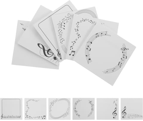 EXCEART Bloc de Notas Autoadhesivas Musicales Cuadradas 7,6 X 7,6 Cm, Paquete de 2 Sets con 12 Blocs, Adhesivo Fuerte, Tamaño Mini para Estudiantes, Profesores y Material Escolar