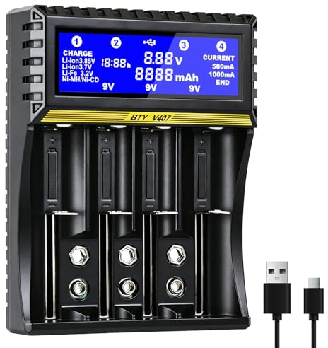Chargeur de Piles Rechargeables, Chargeur Intelligent Universel