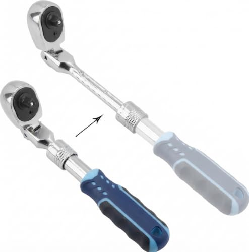JOMAFA Llave de carraca 1/2 extensible telescopica con cabeza articulada, 72 dientes ACERO CR-V (carraca pequeña)
