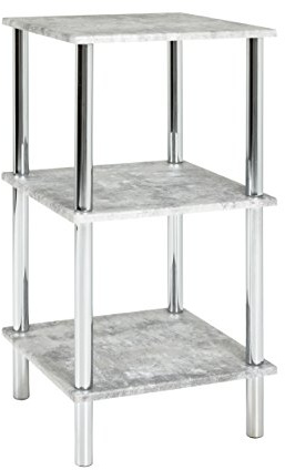 HAKU Regal betonoptik, Chrom, MDF, Metall - Maße: B 39 cm x H 77 cm x T 39 cm, Style: Modern