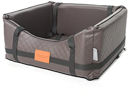 Mayaadi-Home Hundeautositz Kunstleder Hundesitz Hundebett Autokörbchen Hundedecke Hundekorb Transportbox Autositz Gesteppt für Rückbank Vordersitz (L (65x55x25cm), Dunkelbraun)