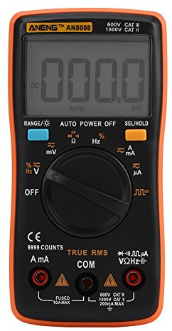 Digital-Multimeter AN8008 AC-DC-Voltmeter Mit Automatischer Bereichswahl Elektronisches Ohm/Volt, Spannung Strommessgerät Multi-Tester Diode Durchgangsprüfer Meter mit Hintergrundbeleuchtung