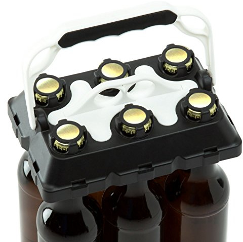CLICK-IT BOB The Bottle Buddy Flaschenträger I Trage-Hilfe für bis zu 6 Bier-Flaschen I cooles & praktisches Gadget für Deine Party - für 0,33 l Glas-Flaschen I Bottle Carrier (schwarz/weiß)