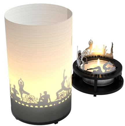 Yoga Premium Geschenkbox - Motivkerze für Entspannung & Meditation - Schattenspiel mit Yoga-Silhouetten - Geschenk für Yoga-Liebhaber & Einsteiger