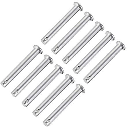 sourcing map 10 Stück Steckbolzen Einloch Gabelbolzen 6mm x 45mm Splintstift Flach Kopf verzinkter Stahl Lochbolzen