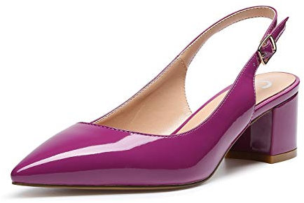 Castamere Scarpe Donna Eleganti con Tacco Medio con Cinturino Dietro la Caviglia Tacco a Blocco Tacco Alto 5 CM Pelle Verniciata Viola Scarpe EU 39