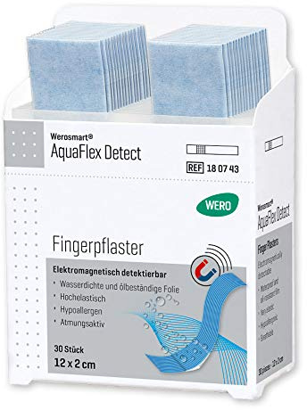 Werosmart® Pflasterspender-Einsätze Fingerpflaster 12 x 2 cm (Wasserfest | Blau | Detektierbar)