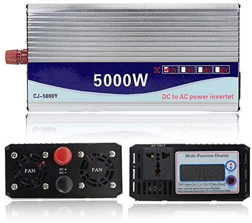 Car Inverter 12V/24V/48V 220V 5000W Sine Wave Power Voltage Transformer Converter, Dual LCD display, for Refrigerator, Microwave Oven, Air Conditioner, Washing Machine,12V