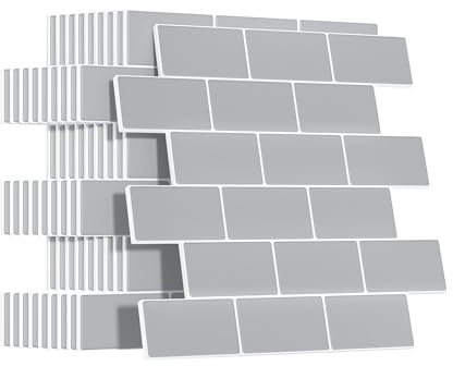 Yoillione Upgrade Dickere 3d Fliesenaufkleber Aufkleber für Bad Küche, Klebefliesen Vinyl Fliesen Selbstklebend Fliesenfolie, Weiß PVC Metro Fliesen Selbstklebend (10, Grey)