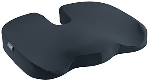 Leitz Sitzkissen, gepolsterte Stütze für Bürostuhl & Co., orthopädisches Sitzkissen, reduziert Nacken- & Rückenschmerzen, Stoffbezug mit Innenschaumstoff, IGR-zertifiziert, Ergo Cosy, Grau, 52840089