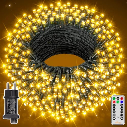 Ollny Lichterkette außen 40M 400 LED Lichterkette Weihnachtsbaum außen innen mit Fernbedienung Timer,8 Modi wasserdicht Weihnachtsbeleuchtung aussen für Garten Balkon Hochzeit (warmweiß)