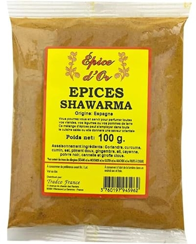 Epices Shawarma 100g - Epice d'Or, 100% Naturel, Sans Additifs, Sans Arôme Artificiel, Sans Conservateur