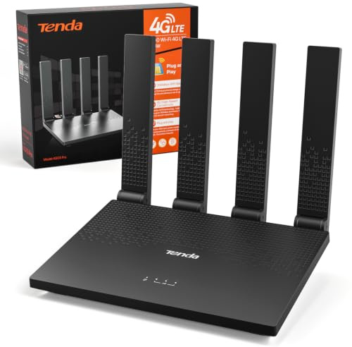 Tenda 4G LTE Router mit SIM Karte Modem N300 WLAN Cat4 4G03 Pro V2.0-4 Faltbare Antennen, USB-C Powerbank-Betrieb, LAN/WAN, Plug&Play, Mobiler für Wohnmobil, Camping, Homeoffice & Garten
