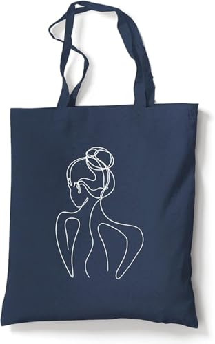 tradercat Jutebeutel bedruckt mit Motiv, Stoffbeutel bedruckt aus 100% Baumwolle - Tote Bag, Einkaufsbeutel, Einkaufstasche, Shopper und Baumwolltasche mit langen Henkeln, Frauenrücken Silhouette
