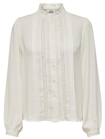 JdY JDYELLIS L/S Lace Shirt WVN Noos, Blusa de Manga Larga Mujer, Cloud Dancer,