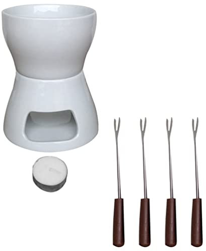 HEMOTON Ceramic Chocolate Melting Pot for Fondue Mini Kitchen Gadget DIY Cheese Melting Furnace for Chocolate Fondue Parties