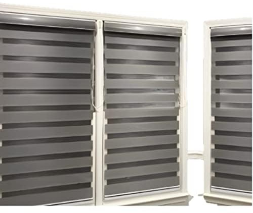 Funky Day and Night Blinds Zebra Roller Blind Double Layer Fabric Curtains for Window and Door Easy Fix with Installation Accessories | Drilling and No Drilling | Transparent and Opaque Shades