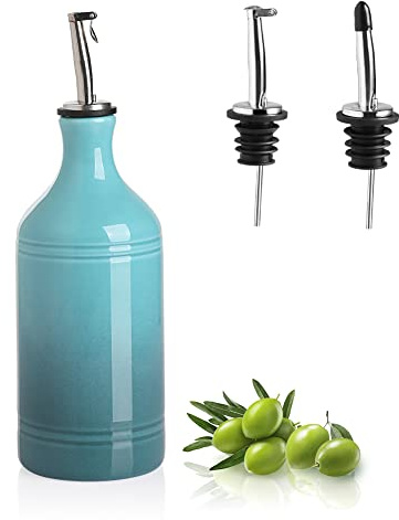 Sweejar Home Porzellan Olivenöl Spender Flasche, Opaque Oil Cruet schützt Öl, um Oxidation zu reduzieren, Geeignet für die Lagerung von Öl, Essig und anderen Flüssigkeiten, 460ml (farbverlauf Blau)