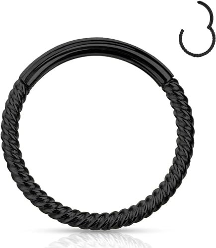 YEBOCIYO Conch Piercing Ring Schwarz Piercing Ring10mm Knorpel Ohrring Daith Tragus Piercing Septum Piercing Nase Piercing Ring 316L Chirurgenstahl Lip Eyeborw Piercing Nippelpiercing 16G