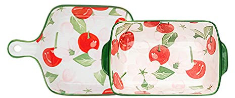 Lasagnera Set di teglie for la cottura in porcellana, ceramica da cottura rettangolare e pasta quadrata unica lasagna, padella di casseruola, piastra piccola cena con manico singolo Teglie da Forno (
