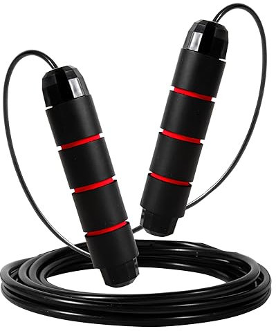 Bzavor Springseil Speed Rope Verstellbar, Springseil Erwachsene Fitness mit Hautfreundlichen Schaum Griffe Länge Einstellbar rutschfest für Fitness Ausdauer Seilspringen für Kinder und Erwachsenes