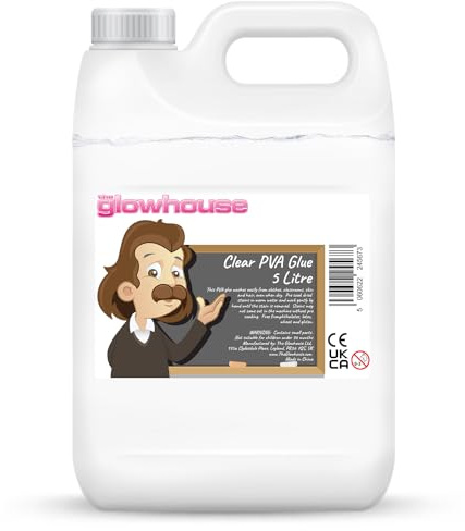 Glowhouse - Colla vinilica trasparente lavabile di alta qualità, 5 l, ecologica per lavori artigianali e scolastici (5 litri)