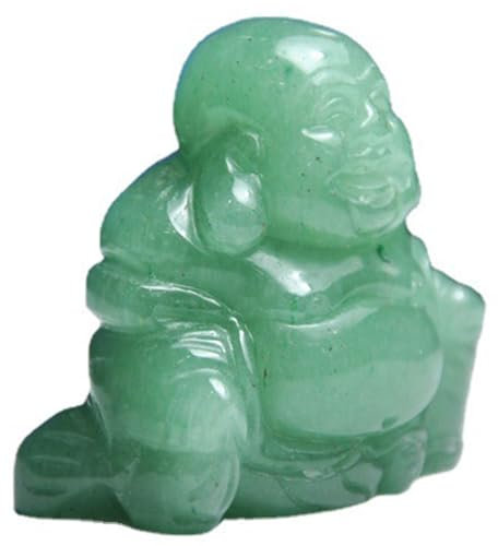 DECORN 5er-Pack Fröhlich Lachende Figur aus Grünem Aventurin - Kristall-Buddha-Statue, Kleines Ornament – Glücksbringer, Taschenstein, Tisch, Schreibtisch, Heimdekoration, 3,8 cm
