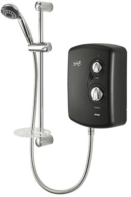 Triton Showers Amber 3, Shower Electric, 8.5 KW, Black, Electrical Showers, Replacement Shower, Anti Twist Hose, Bathroom Showering Unit