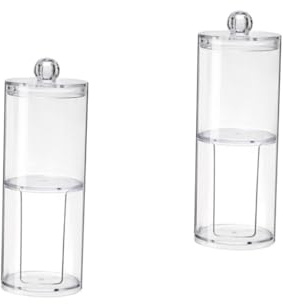 PRETYZOOM Caja De Almacenamiento para 2 De Algodón Contenedor para Bastoncillos De Algodón Organizador De Maquillaje Textura Cristalina Y Ligera.