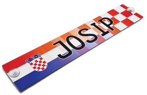 LKW-Namensschilder mit Kroatischer Flagge plus Quadrate - Funschilder individuell mit Wunschtext gestaltbar