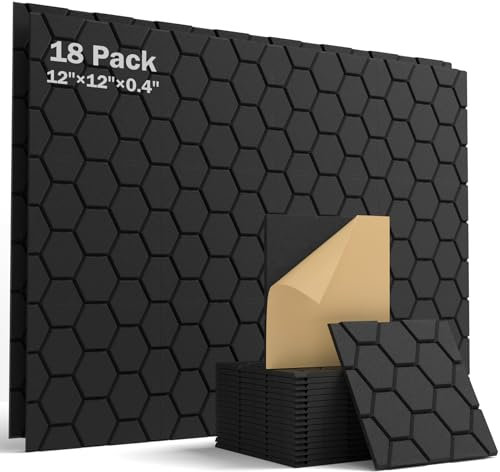Acoustic Panels Self-Adhesive, 18 Pack Sound Proofing Panels High Density Sound Absorbing Panels for Wall, Recording Studios, Home, Office 30x30x0.9cm
