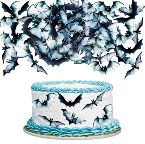 40Pcs Edible Bat Cupcake Topper Bats Halloween Cake Decoration | Edible Watercolor Bats Cupcake Decorations, Edible Halloween Bat Baby Shower Halloween Birthday Cupcake Cake Decorations
