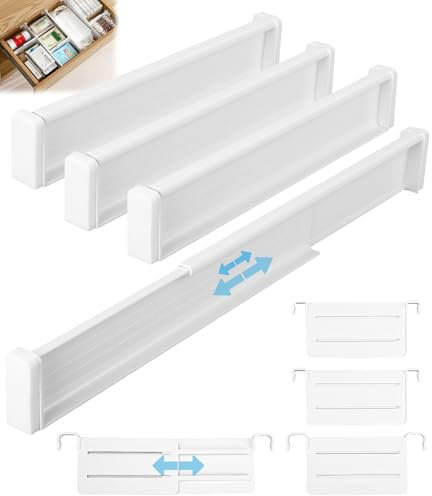 Cexovo Schubladen Organizer 4 Stück Verstellbare Schubladenteiler Erweiterbare Schubladen Trenner Schubladen Organizer für Küche Büro Kommode kleiderschrank organizer 32–56cm