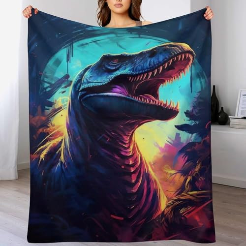 AAPZY Couverture Motif Dinosaure Impression 3D Couverture Légère en Polaire De Flannel Linge De Lit Couvre-lit Couverture De Canapé （130×180cm）