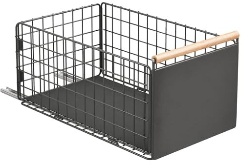 2 Stück Teleskopschublade Ausziehbare Schublade Küche, Tiefere Schubladen organizer Mit Schubladenschienen und Holzgriff, Metall Pull Out Drawer für Küchenschränke - (40L x 24B x 19,5H CM)Ohne Bohren