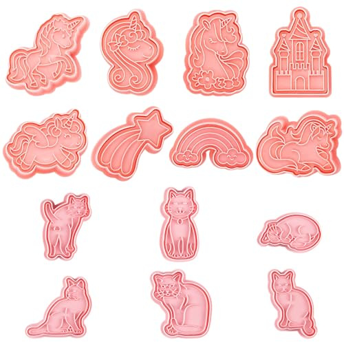 8 Moldes De Caballo Arcoíris Y 6 Moldes De Gato, Moldes Para Galletas, Herramientas Para Hornear, Moldes Bonitos, Moldes De Plástico Para Galletas De Animales