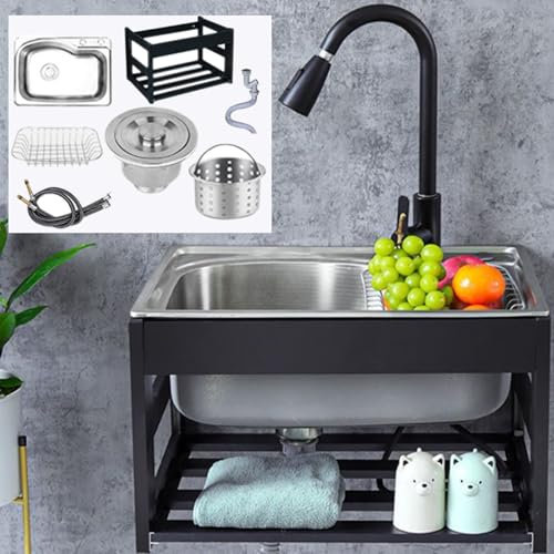 Lavello In Acciaio Inox, Lavello Da Parete, Lavello Da Cucina, Stazione Lavamani Portatile, Lavello Da Parete, Lavello Commerciale Per Esterni Con Rubinetto Per Acqua,Nofaucet